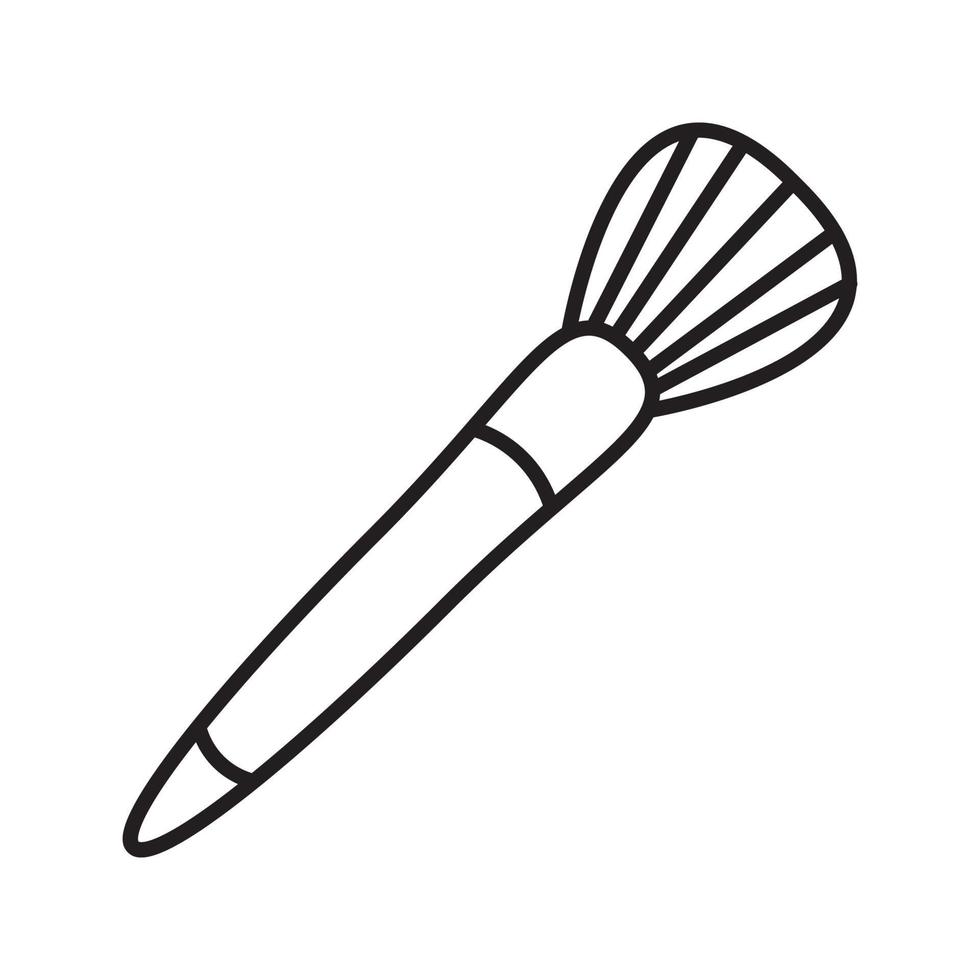 Makeup brush linear icon. Women goods. Thin line illustration. Cosmetic. Contour symbol. Brush for powder and blush. Vector isolated outline drawing