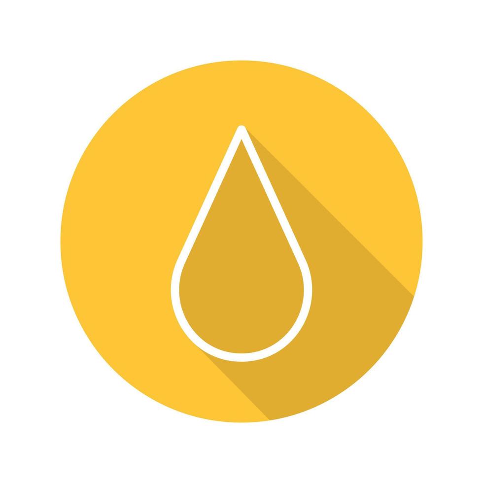 icono de gota de agua plana lineal larga sombra. gota de aceite de aromaterapia. símbolo de contorno vectorial vector