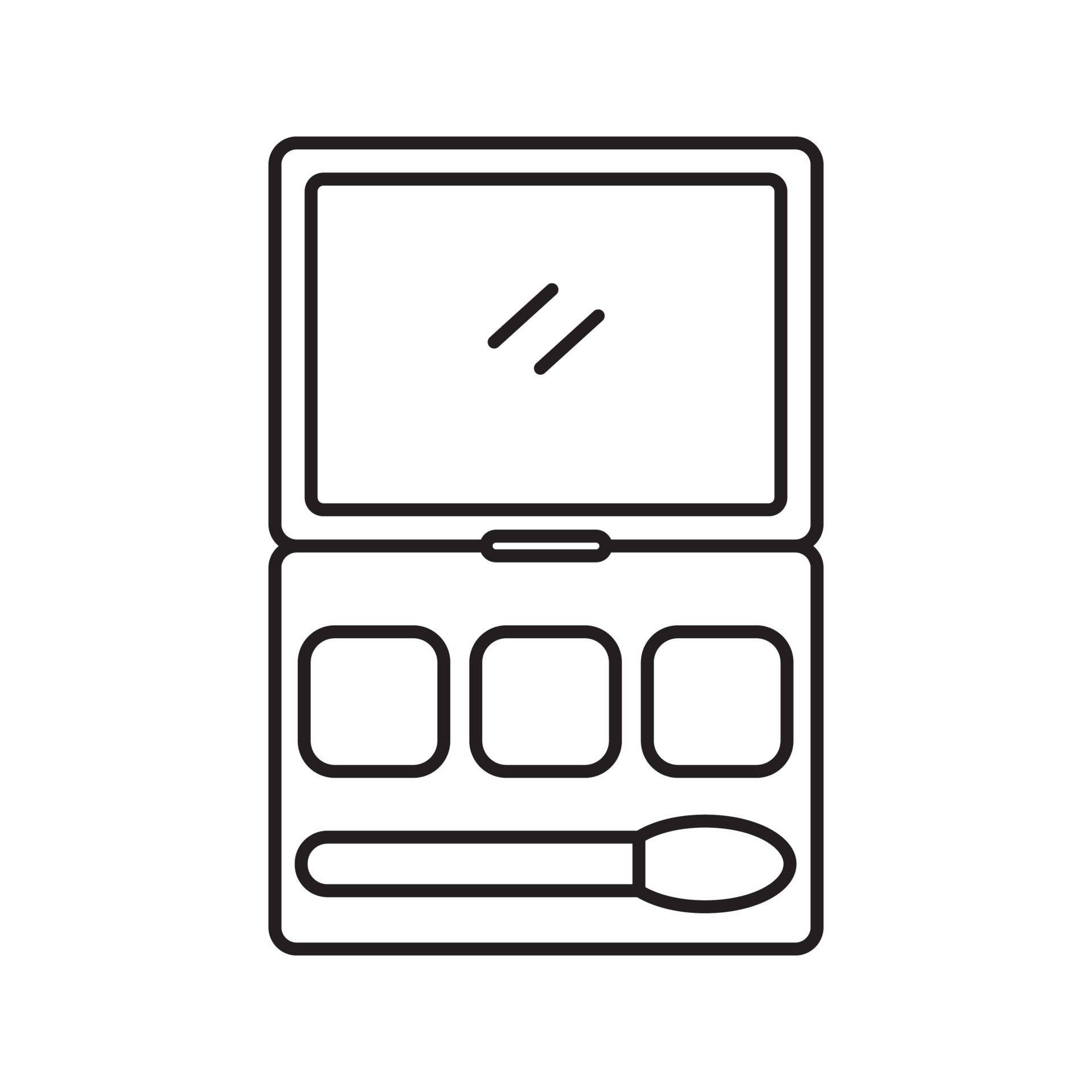 Makeup kit linear icon. Thin line illustration. Eyeshadows. Contour