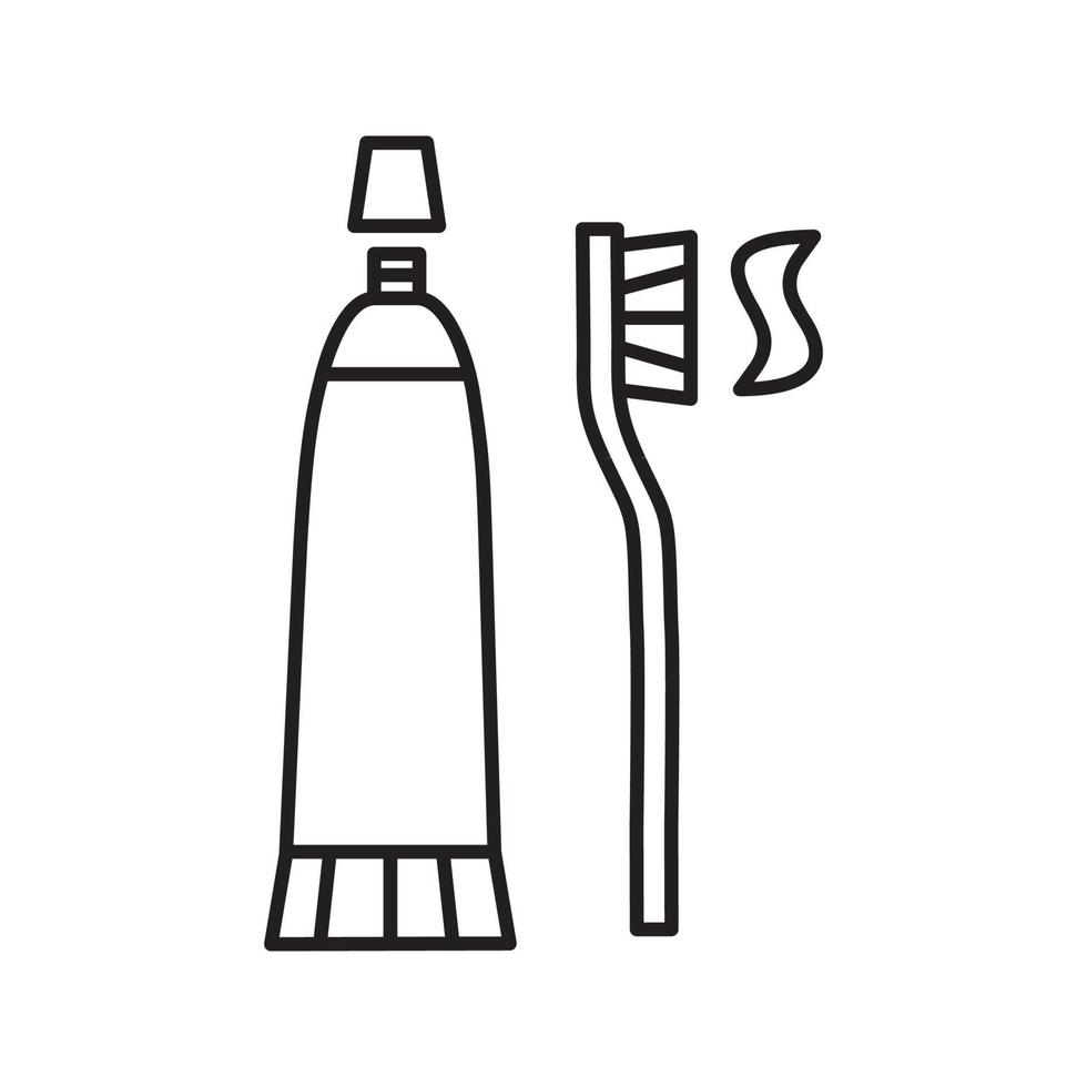 Toothbrush and toothpaste linear icon. Thin line illustration. Dentifrice. Contour symbol. Vector isolated outline drawing