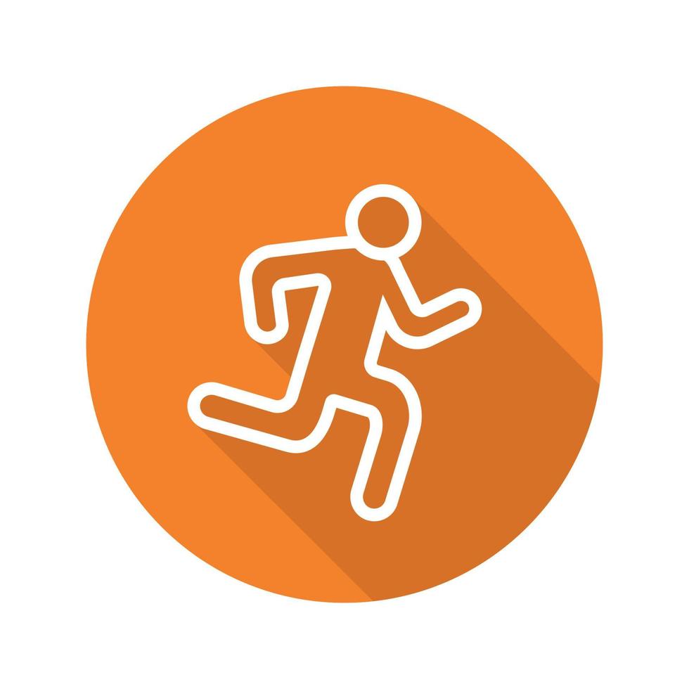 Runner flat linear long shadow icon. Running man. Vector outline symbol