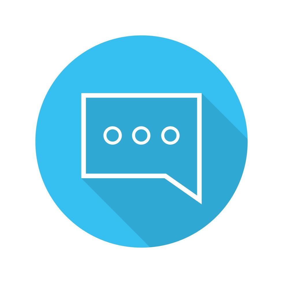 Chat box flat linear long shadow icon. Speech bubble. Vector outline symbol