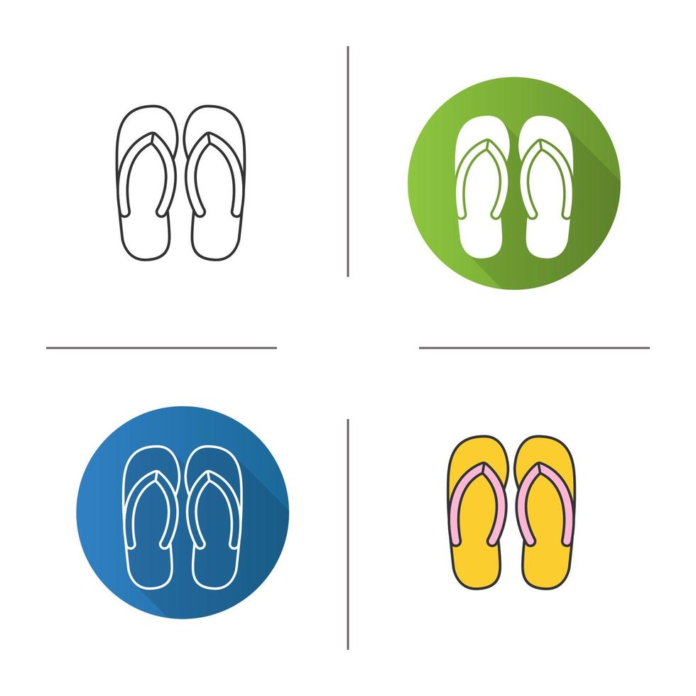 icono de chanclas. diseño plano, estilos lineales y de color. zapatillas de verano. ilustraciones vectoriales aisladas vector