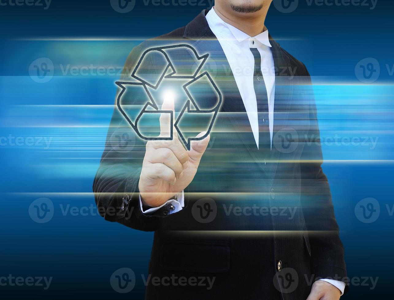 businessman touch Recycle sign photo