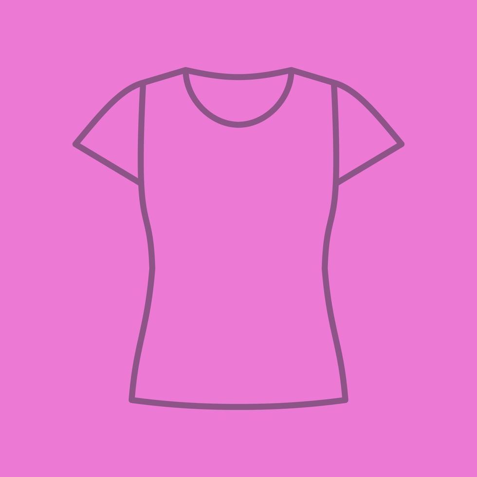 icono lineal de camiseta de mujer. símbolos de contorno de línea fina sobre fondo de color. ilustración vectorial vector