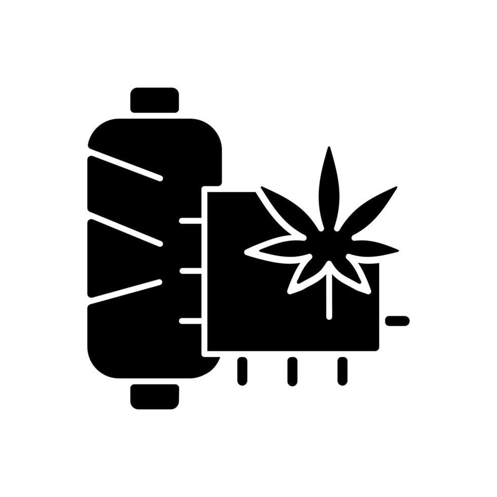 Hemp fiber black glyph icon. Textile sector. Sustainable option for clothing. Environmental friendly crop. Eco-friendly fabric solution. Silhouette symbol on white space. Vector isolated illustration