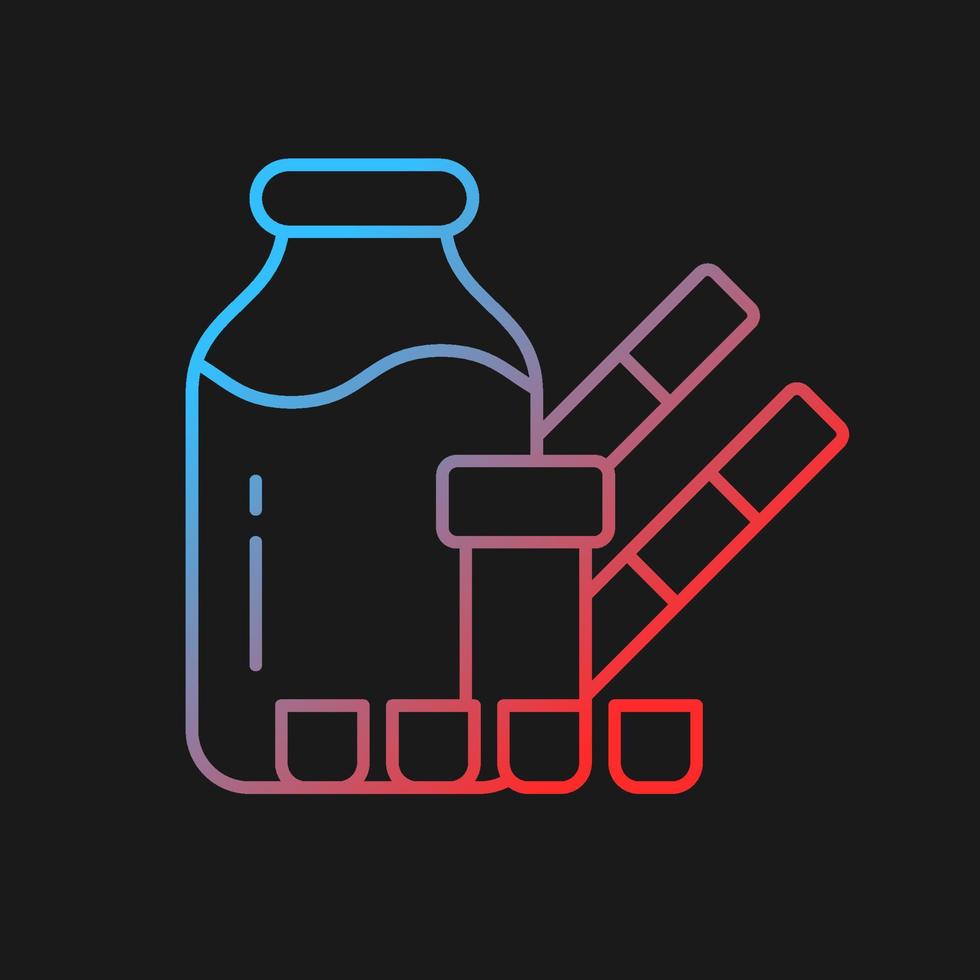 Melamine contamination testing gradient vector icon for dark theme. Hazardous products with melamine. Harmful additive. Thin line color symbol. Modern style pictogram. Vector isolated outline drawing