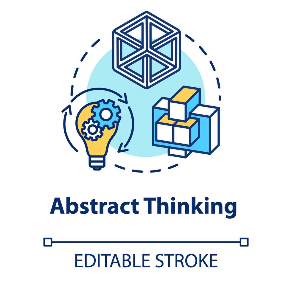 Abstract thinking concept icon. Creativity. Hypothetical model creation. Design thinking. Brainstorming idea thin line illustration. Vector isolated outline RGB color drawing. Editable stroke