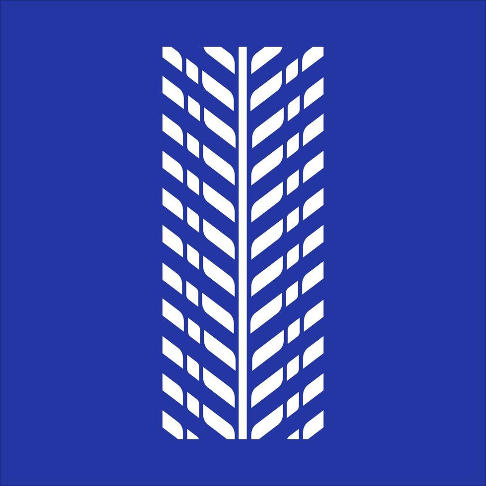 Tire print RGB white icon. Detailed automobile, motorcycle tyre marks. Directional car wheel trace with thick grooves. Vehicle tire trail. Isolated vector illustration on blue background