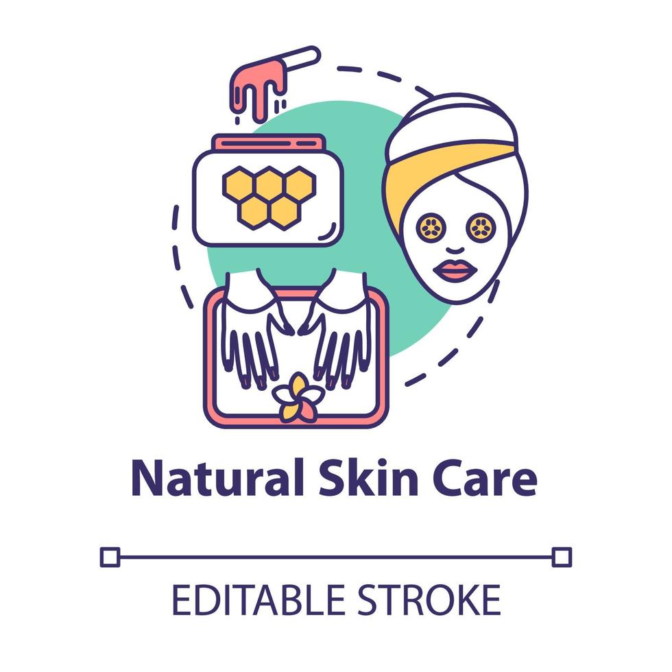 Natural skin care concept icon. Organic cosmetic products, face and body care, spa procedures idea thin line illustration. Vector isolated outline RGB color drawing. Editable stroke