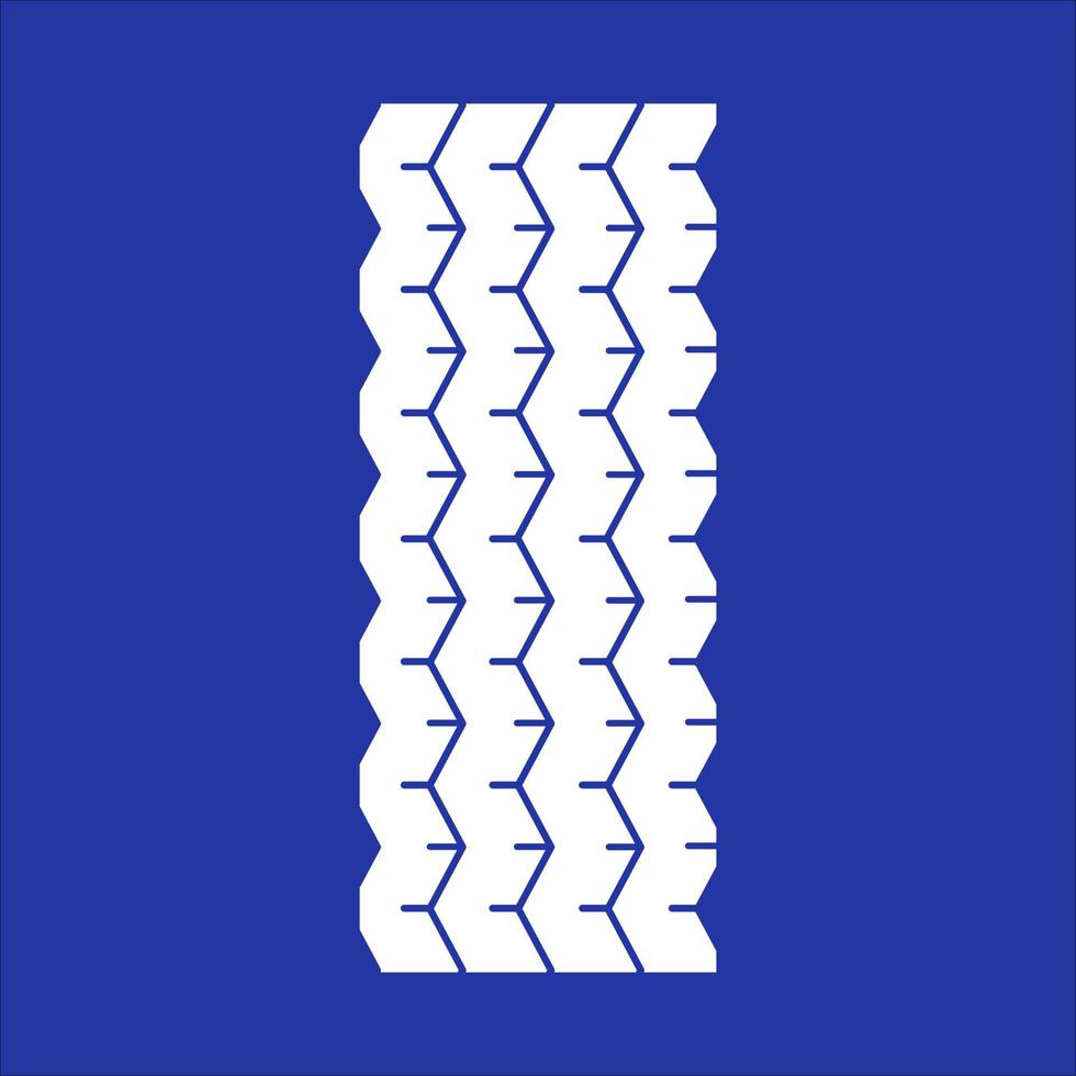 Track tread RGB white icon. Detailed automobile, motorcycle tyre marks. Car wheel trace with thin grooves. Vehicle tire trail. Isolated vector illustration on blue background