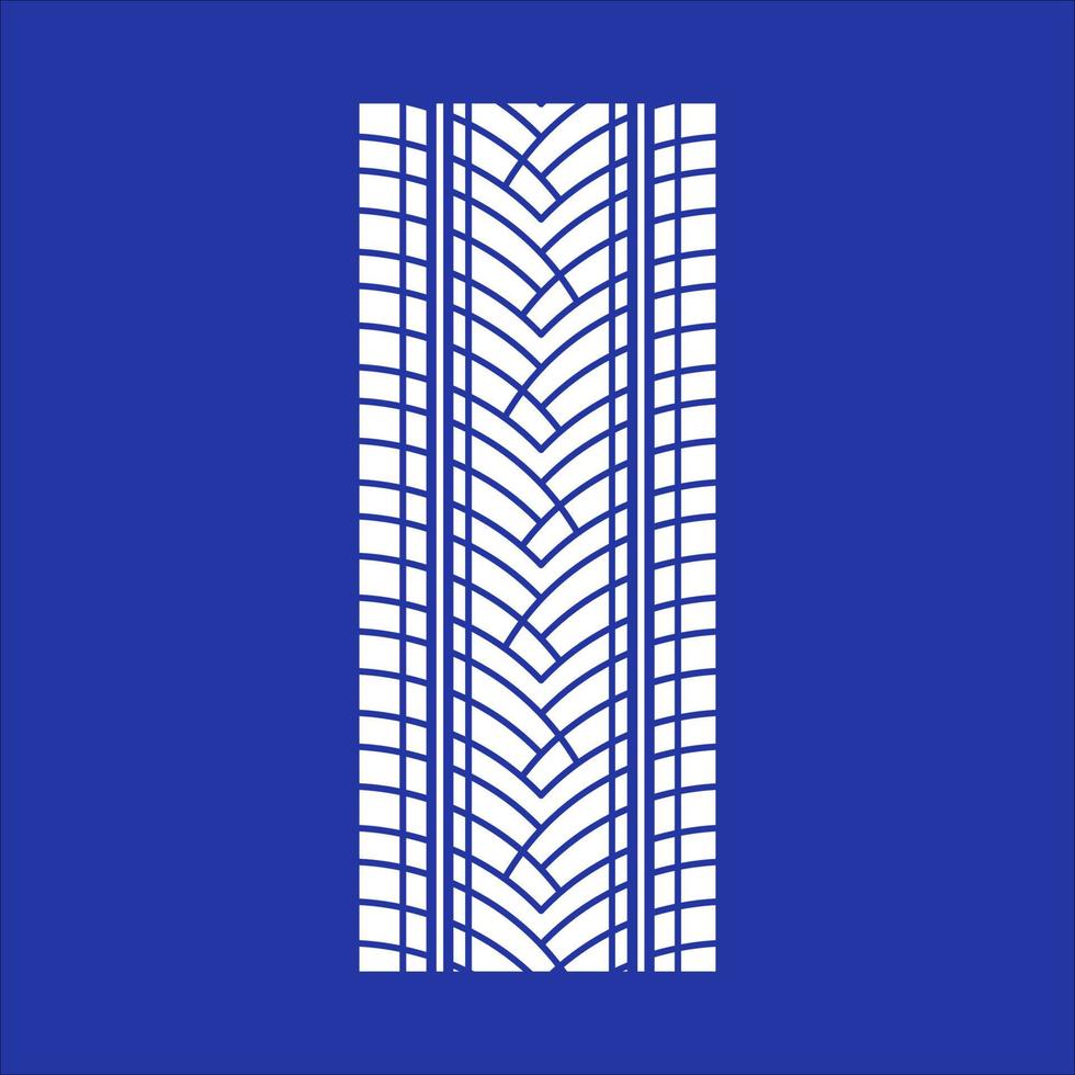 Track tread RGB white icon. Detailed automobile, motorcycle street tyre marks. Car summer wheel print. Vehicle tire trail. Isolated vector illustration on blue background