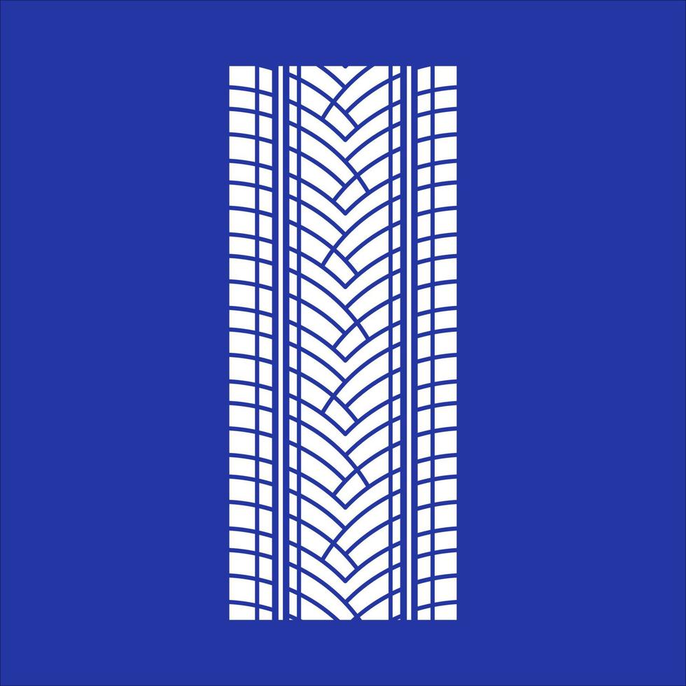 Track tread RGB white icon. Detailed automobile, motorcycle street tyre marks. Car summer wheel print. Vehicle tire trail. Isolated vector illustration on blue background