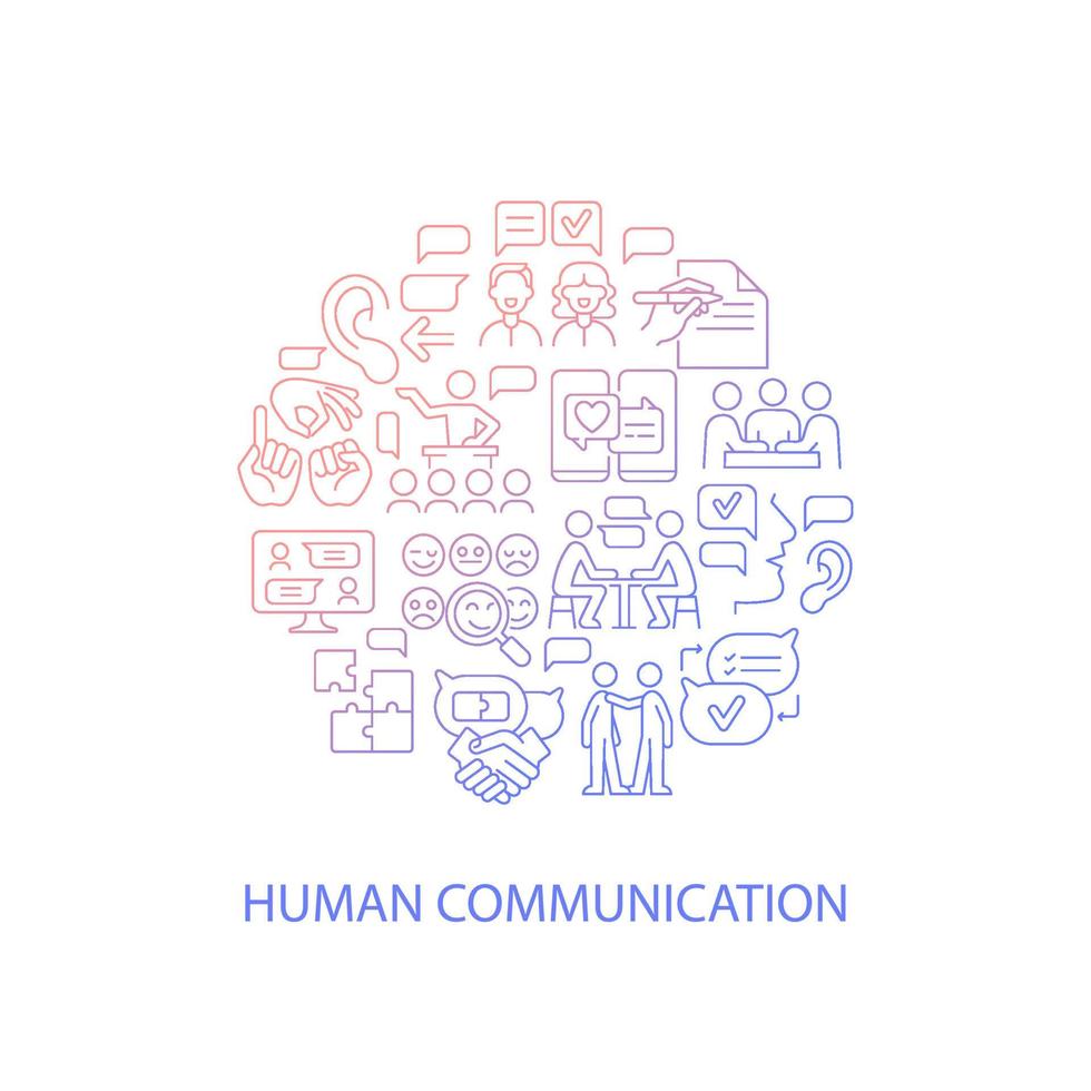Communication abstract gradient linear concept layout with headline. Chatting with people. Human interaction minimalistic idea. Thin line graphic drawings. Isolated vector contour icons for background
