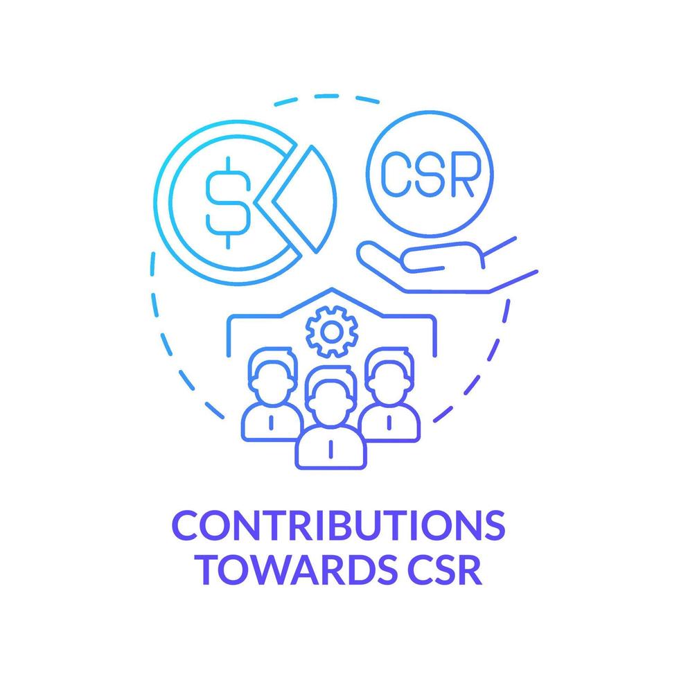 Contributions towards CSR blue gradient concept icon. Business donates money and services abstract idea thin line illustration. Sustainable development. Vector isolated outline color drawing.