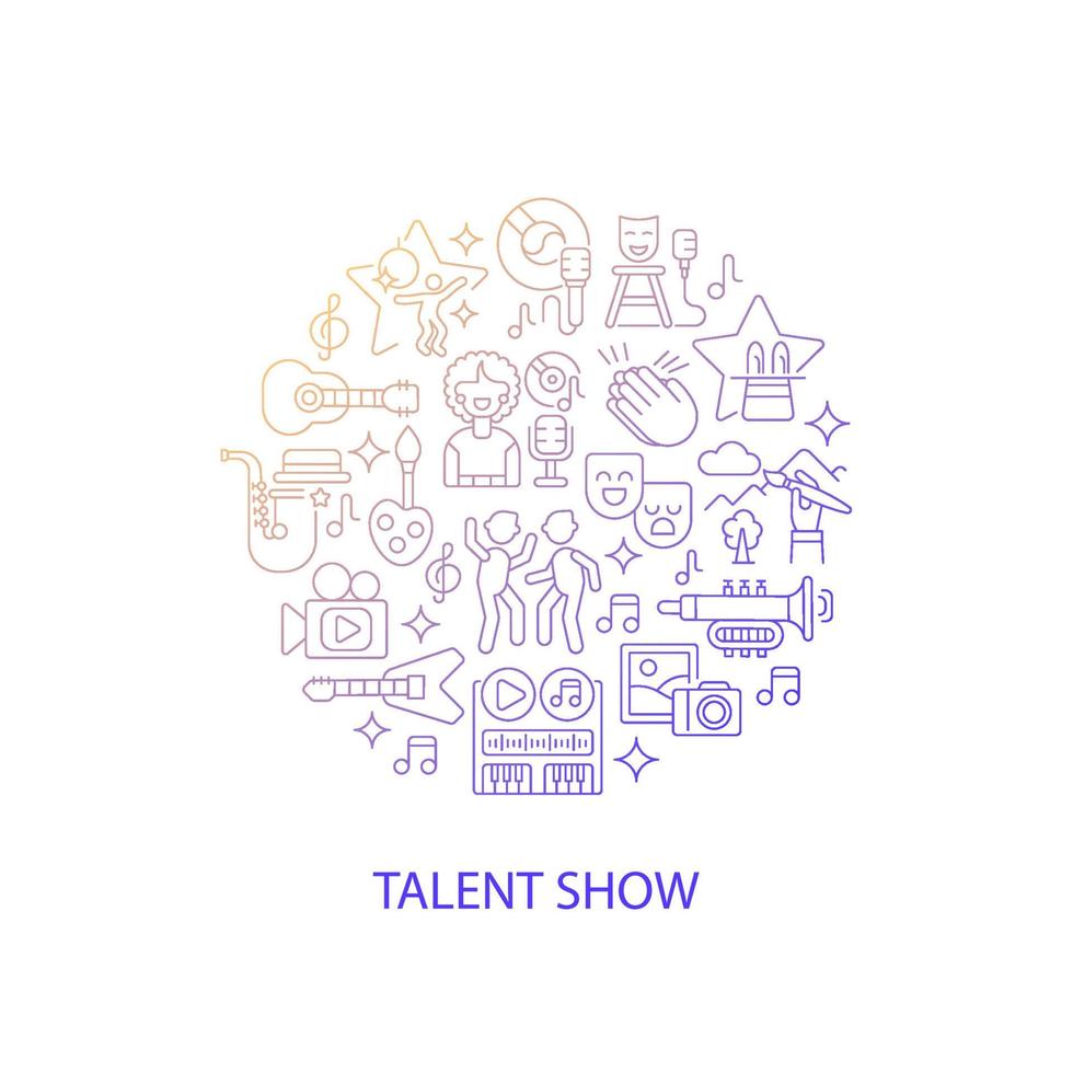 Music show abstract gradient linear concept layout with headline. Live entertainment. Live show minimalistic idea. Thin line graphic drawings. Isolated vector contour icons for background