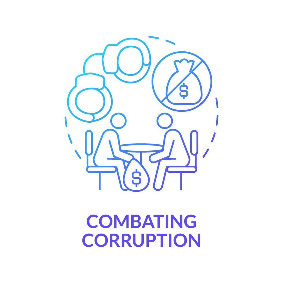 Combating corruption blue gradient concept icon. Avoid bribery and money extortion abstract idea thin line illustration. Financial crime regulation. Vector isolated outline color drawing.