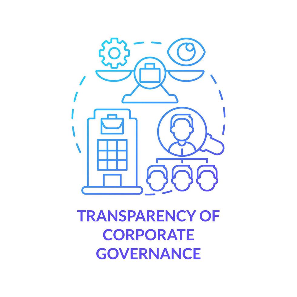 Transparency of corporate governance blue gradient concept icon. Company openness with investors abstract idea thin line illustration. Financial report. Vector isolated outline color drawing.