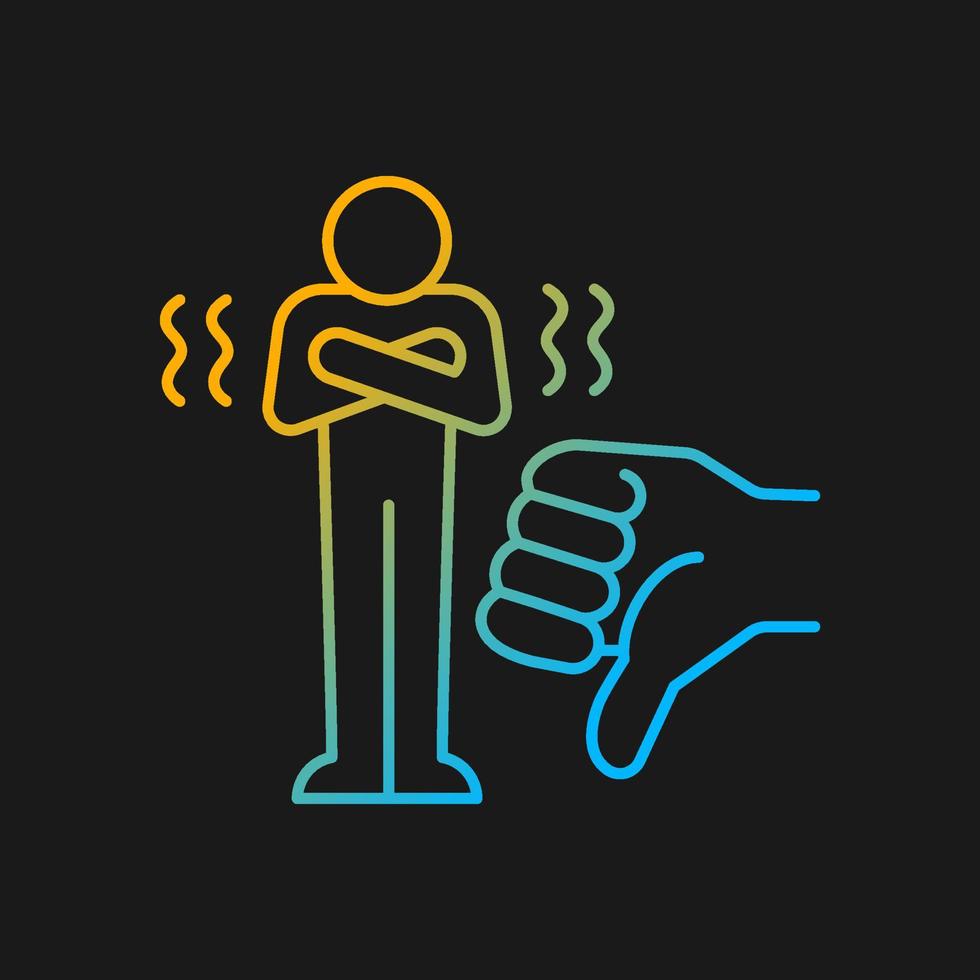 Criticism gradient vector icon for dark theme. Constructive criticism motivates people. Negative feedback. Thin line color symbol. Modern style pictogram. Vector isolated outline drawing