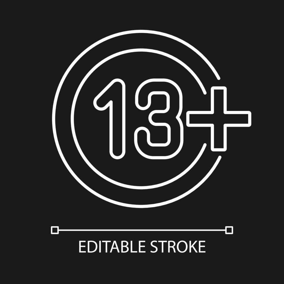 Not appropriate for kids white linear manual label icon for dark theme. Thin line customizable illustration. Isolated vector contour symbol for night mode for product use instructions. Editable stroke