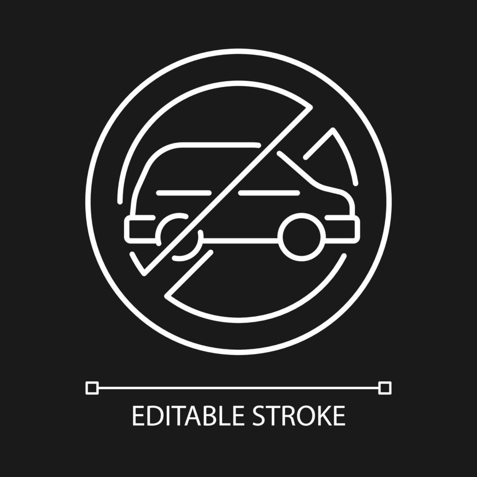 No using when driving white linear manual label icon for dark theme. Thin line customizable illustration. Isolated vector contour symbol for night mode for product use instructions. Editable stroke