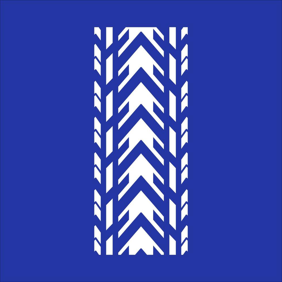 Track tread RGB white icon. Detailed automobile, motorcycle tyre marks. Car winter wheel print. All-terrain vehicle tire trail. Isolated vector illustration on blue background