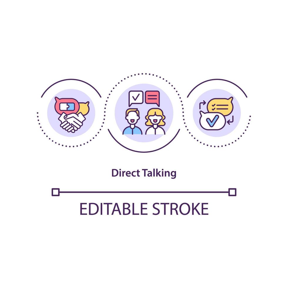 Direct talking concept icon. Work team communication. Manager speak with group. Conflict management abstract idea thin line illustration. Vector isolated outline color drawing. Editable stroke