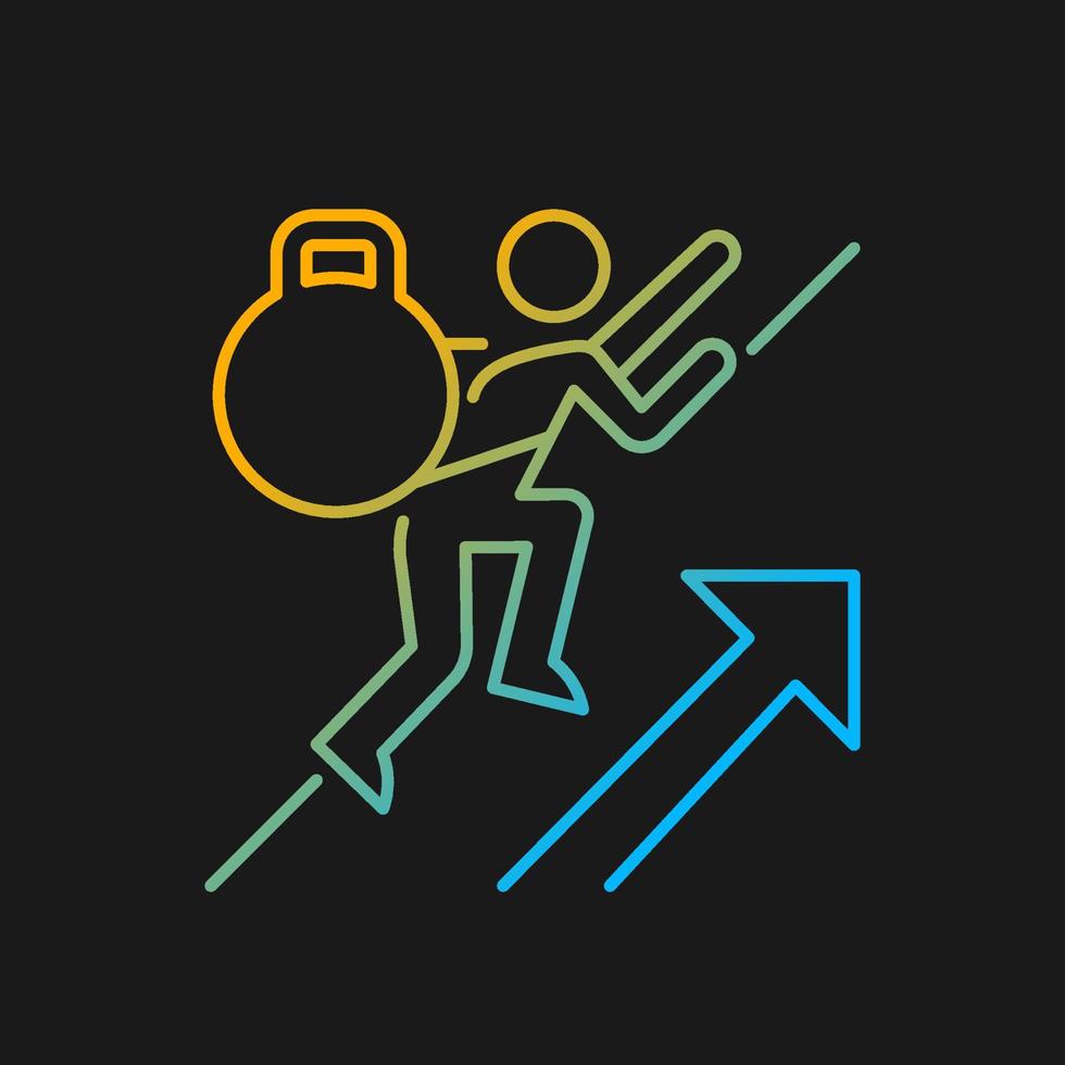 Persistence gradient vector icon for dark theme. Voluntary activity despite difficulties, obstacles. Strong motivation. Thin line color symbol. Modern style pictogram. Vector isolated outline drawing