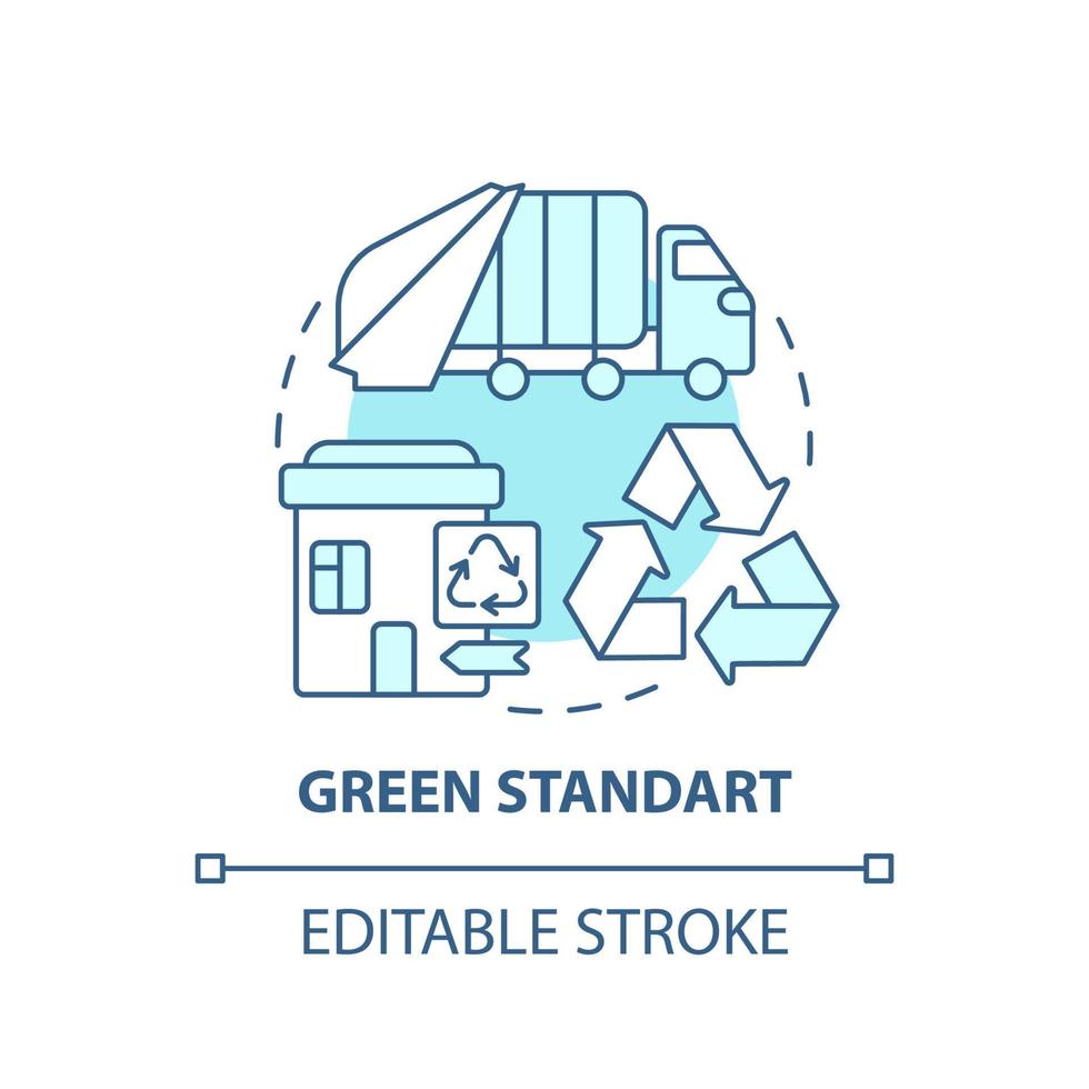 Green standart blue concept icon. Waste management service abstract idea thin line illustration. Trash collection requirements and regulations. Vector isolated outline color drawing. Editable stroke