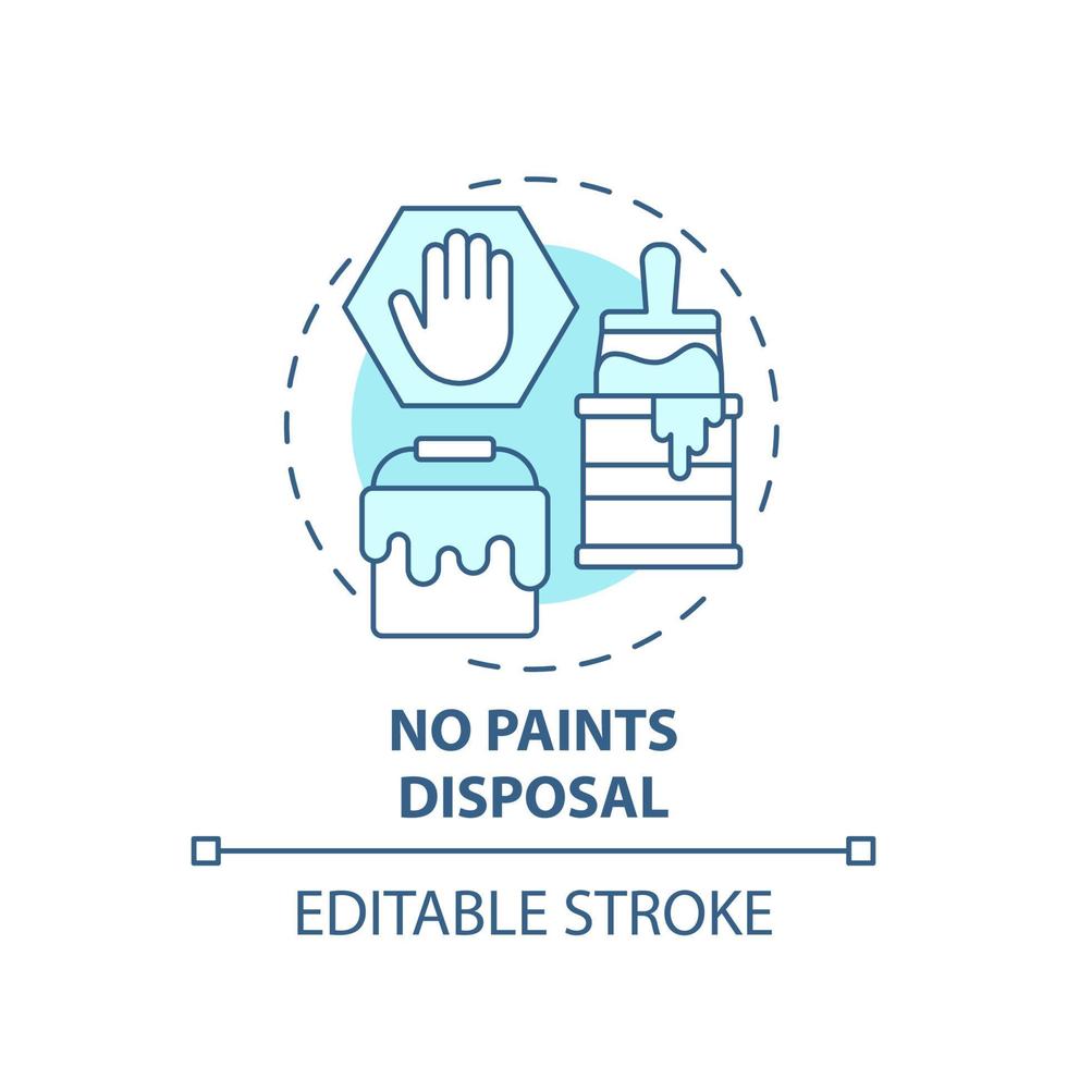No paints disposal blue concept icon. Waste management abstract idea thin line illustration. Hazardous trash material. Disposal and recycling. Vector isolated outline color drawing. Editable stroke
