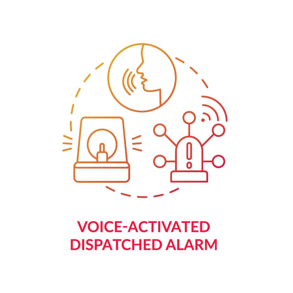 Voice activated dispatched alarm blue gradient concept icon. Alarm system abstract idea thin line illustration. Robbery protection technology. Vector isolated outline color drawing.