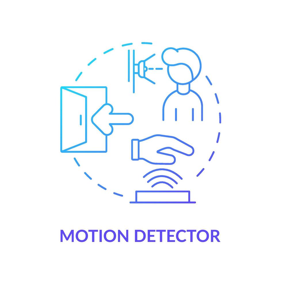 Motion detector blue gradient concept icon. Security system device abstract idea thin line illustration. Motion sensor and alert. Protection equipment. Vector isolated outline color drawing.