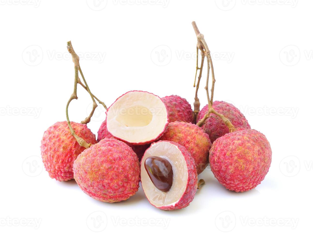 lychees isolated on white background photo