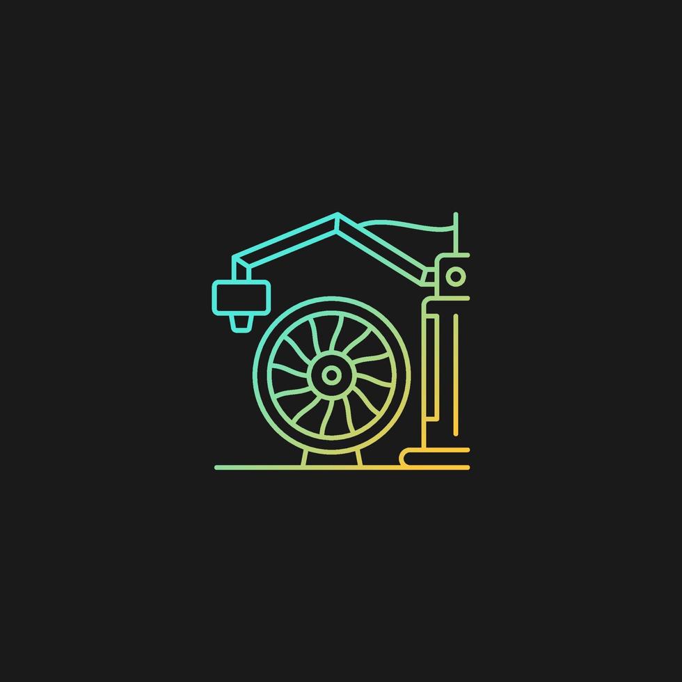 3d printing for aerospace industry gradient vector icon for dark theme. Achieve high aircraft performance. Thin line color symbol. Modern style pictogram. Vector isolated outline drawing