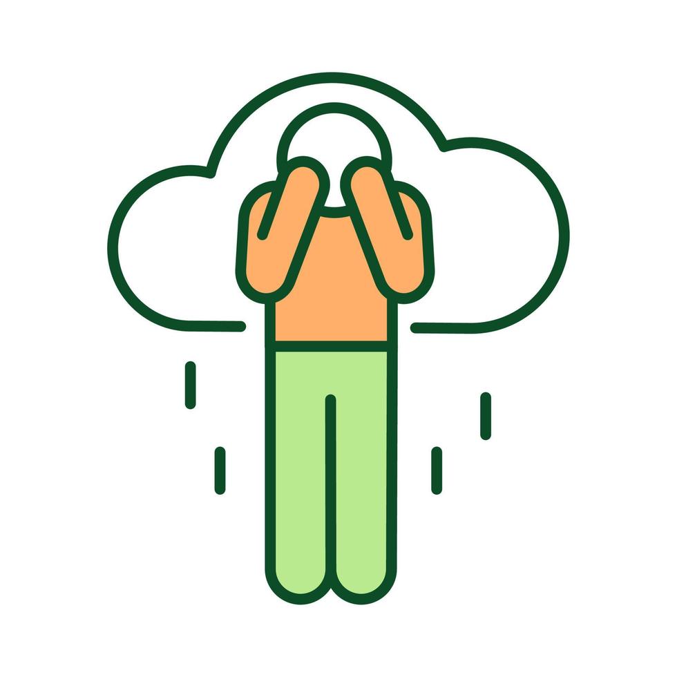 Deep sadness feelings RGB color icon. Depression symptom. Emotional distress. Mental health condition. Mood disorder. Emotional problems. Isolated vector illustration. Simple filled line drawing