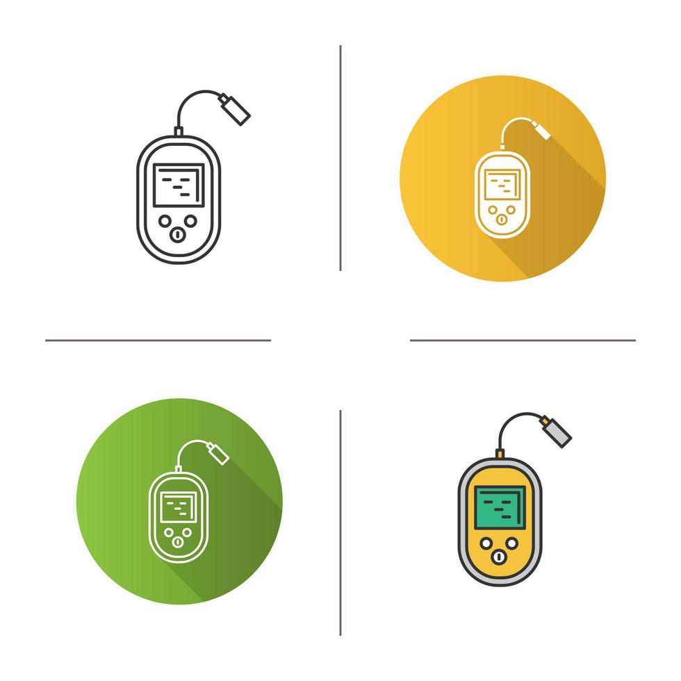 Fish finder icon. Flat design, linear and color styles. Echo sounder. Depth finder. Fish searching. Isolated vector illustrations