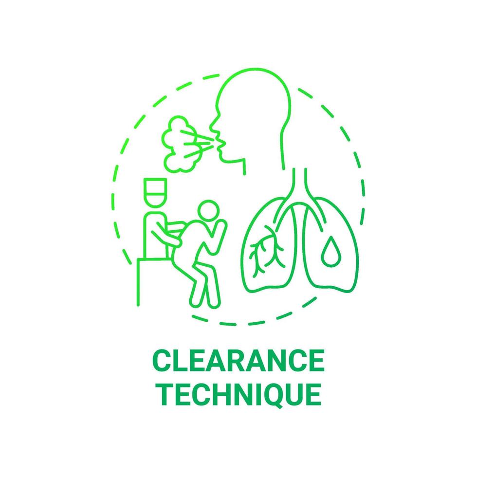 Clearance technique green gradient concept icon. Pulmonary rehabilitation abstract idea thin line illustration. Coughing, huffing. Clapping to clear lungs. Vector isolated outline color drawing