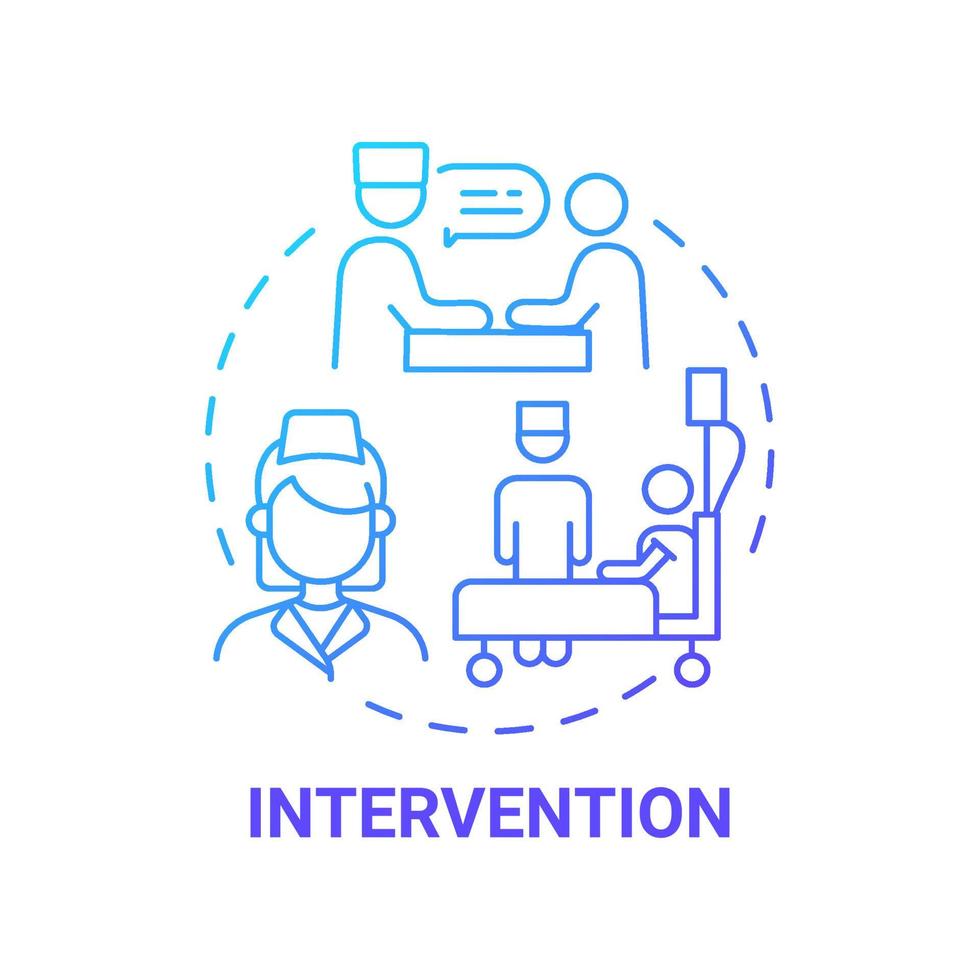 Intervention blue gradient concept icon. Pulmonary rehabilitation abstract idea thin line illustration. Physiotherapist advice and prescription. Vector isolated outline color drawing