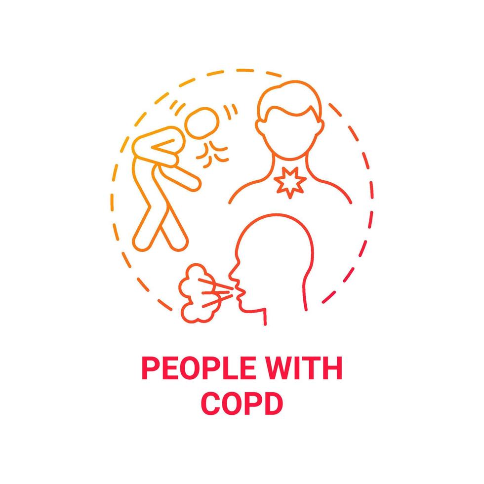 People with copd red gradient concept icon. Respiratory rehabilitation abstract idea thin line illustration. Chronic obstructive pulmonary disease. Vector isolated outline color drawing