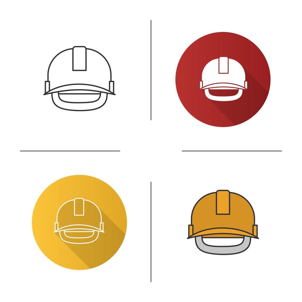 icono de casco de seguridad industrial. diseño plano, estilos lineales y de color. casco de seguridad. ilustraciones vectoriales aisladas vector