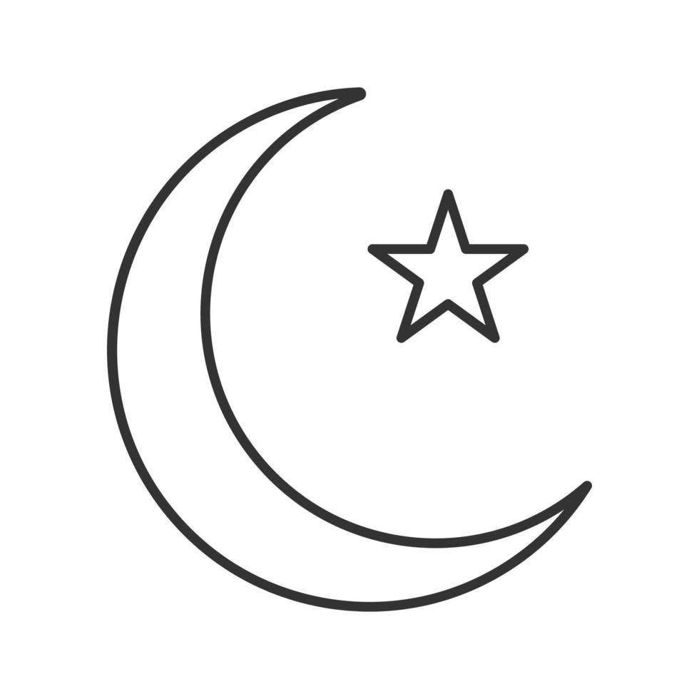 estrella y luna creciente icono lineal. bandera otomana. Ilustración de línea fina. luna de Ramadán. símbolo de contorno. dibujo de contorno aislado vectorial vector