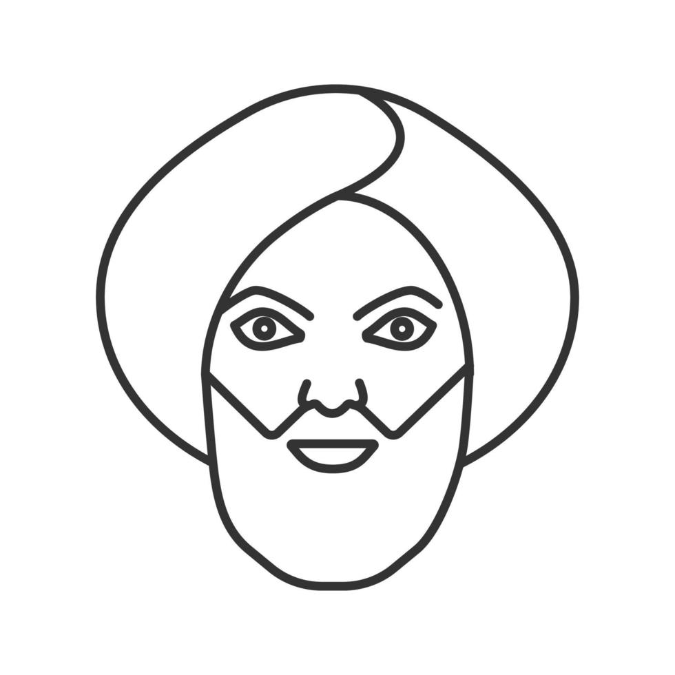 icono lineal de hombre musulmán. hombre con turbante turco. Ilustración de línea fina. jeque. símbolo de contorno. dibujo de contorno aislado vectorial vector