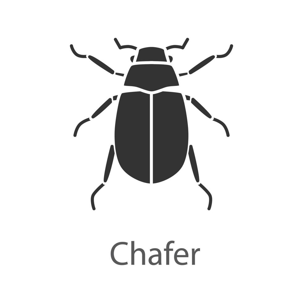 European chafer glyph icon. Melolontha. June bug. Silhouette symbol. Negative space. Vector isolated illustration