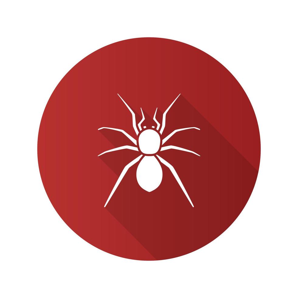 Spider flat design long shadow glyph icons set. Arachnida. Vector silhouette illustration