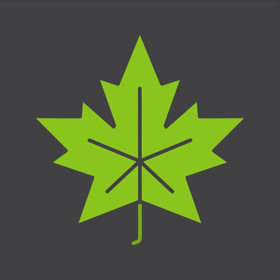 Maple leaf glyph color icon. Silhouette symbol on black background. Negative space. Vector illustration