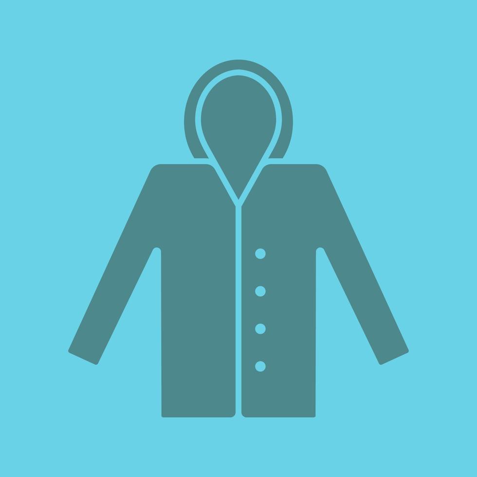 Raincoat glyph color icon. Silhouette symbol. Waterproof coat. Negative space. Vector isolated illustration