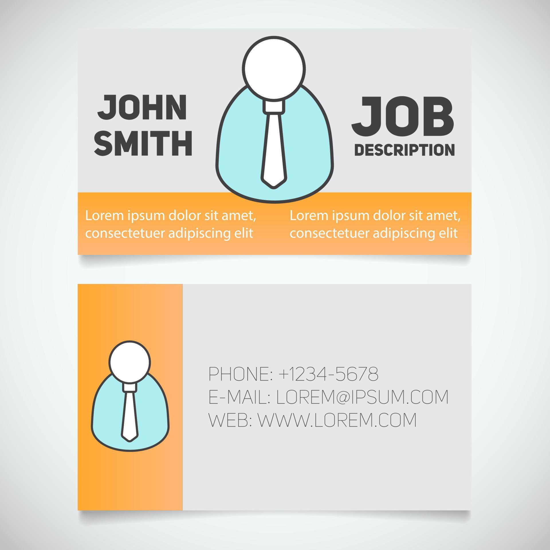 business card print template with businessman in shirt and tie logo manager office worker stationery design concept vector illustration 4181890 vector art at vecteezy