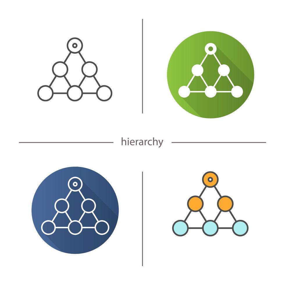 icono de símbolo de jerarquía. diseño plano, estilos lineales y de color. concepto de estructura y formación de equipos. ilustraciones vectoriales aisladas vector