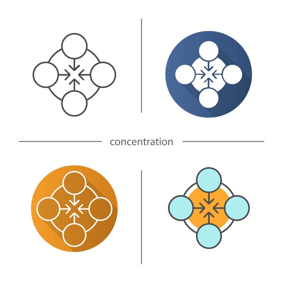 icono de concentración. diseño plano, estilos lineales y de color. metáfora abstracta del trabajo en equipo. ilustraciones vectoriales aisladas vector