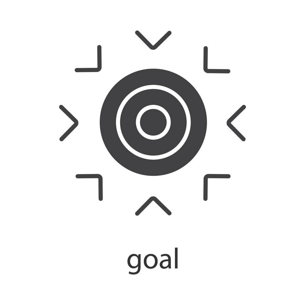 Goal glyph icon. Silhouette symbol. Purpose abstract metaphor. Negative space. Vector isolated illustration